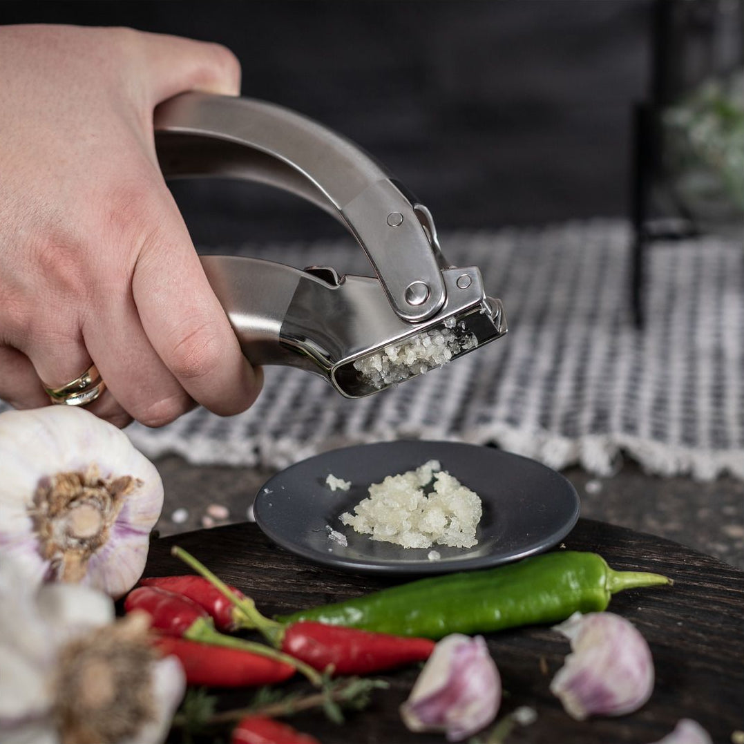 crushing garlic