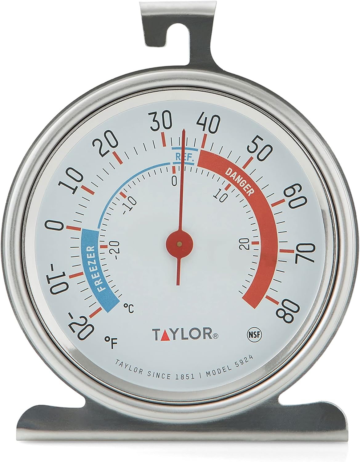 Termómetro analógico Taylor 5924 de esfera grande para refrigerador y congelador de cocina