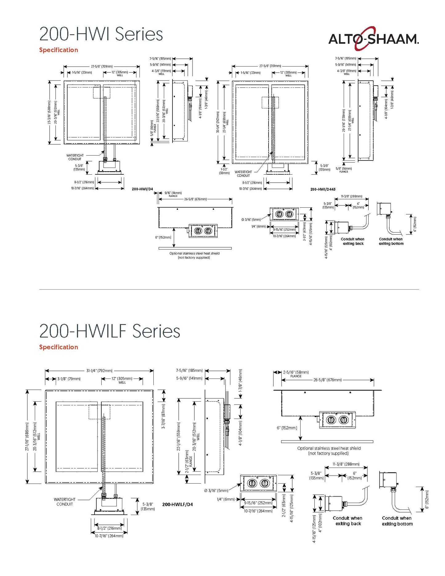 Alto Shaam 嵌入式食物加热器 - 200-HW-D6
