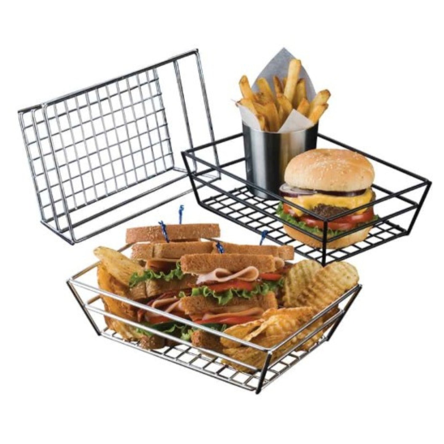 American Metalcraft Rectangular Grid Wire Serving Basket 9" x 6" - RMB95B