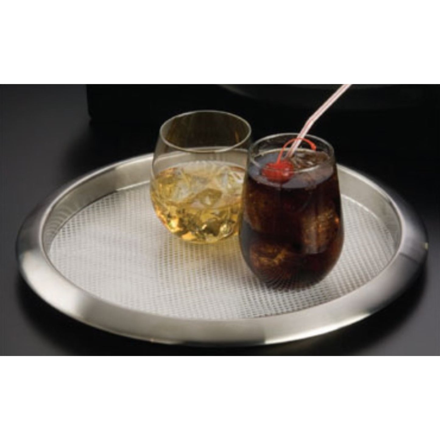 Bandeja de bar American Metalcraft de 14" con aletas satinadas de acero inoxidable - SSBT14