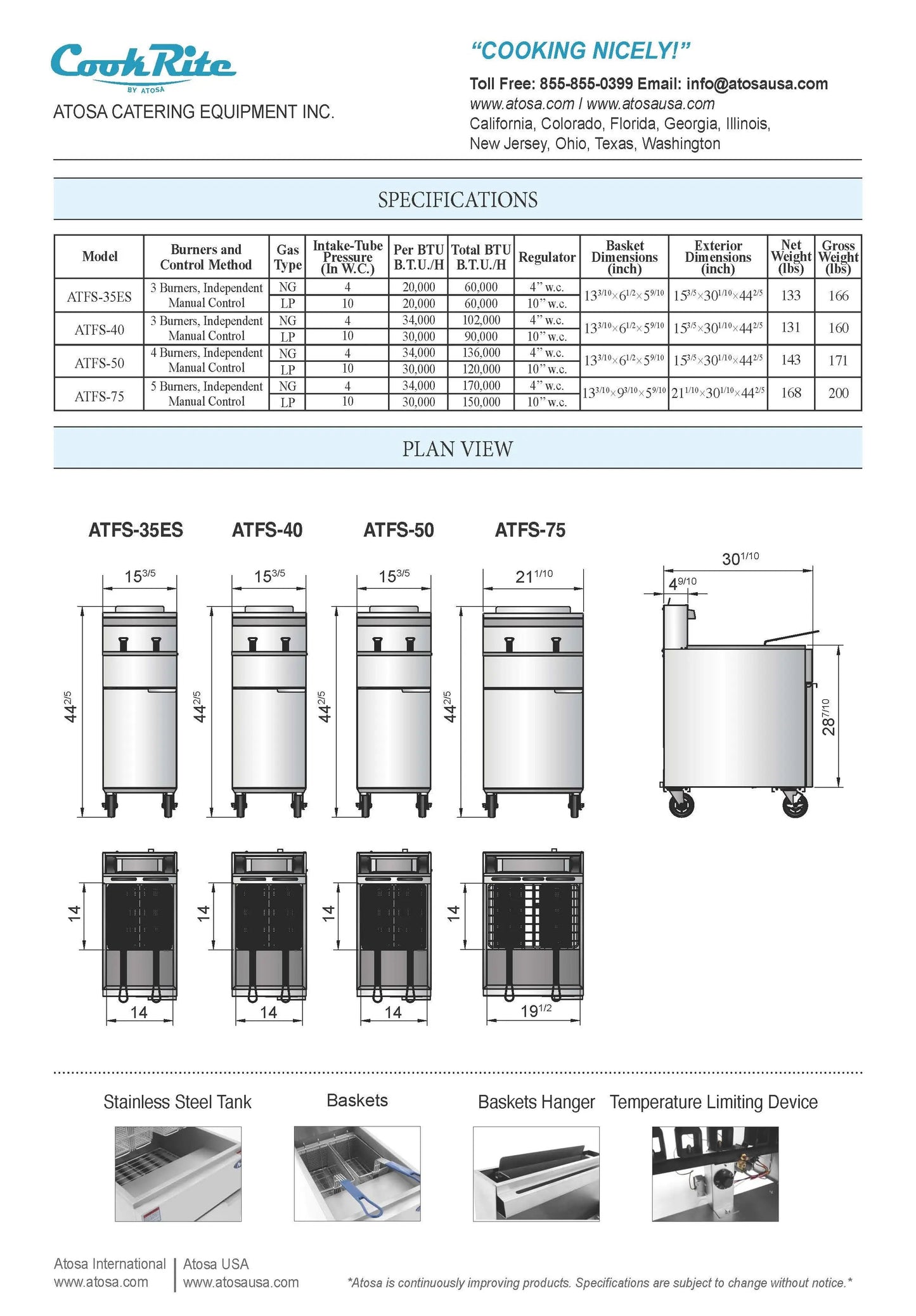 CCK 70 LB Commercial Deep Fryer - Natural Gas - ATFS-75 California Cooking