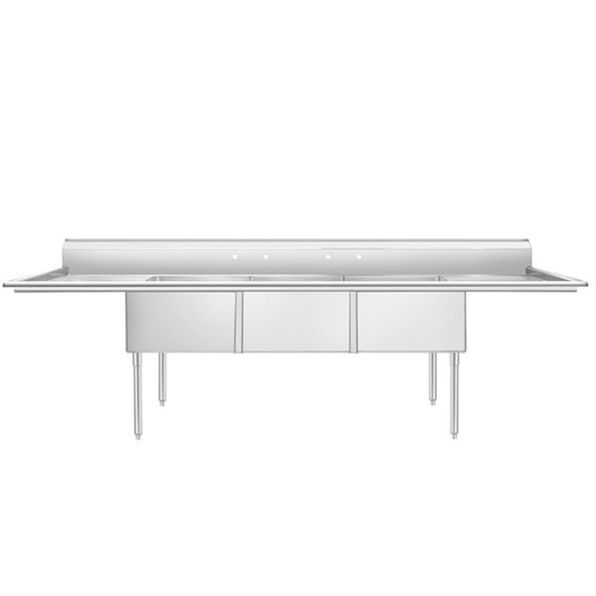 Atosa MixRite Stainless Steel 3-Compartment Sink 90" - 2 - SS1818D31D18