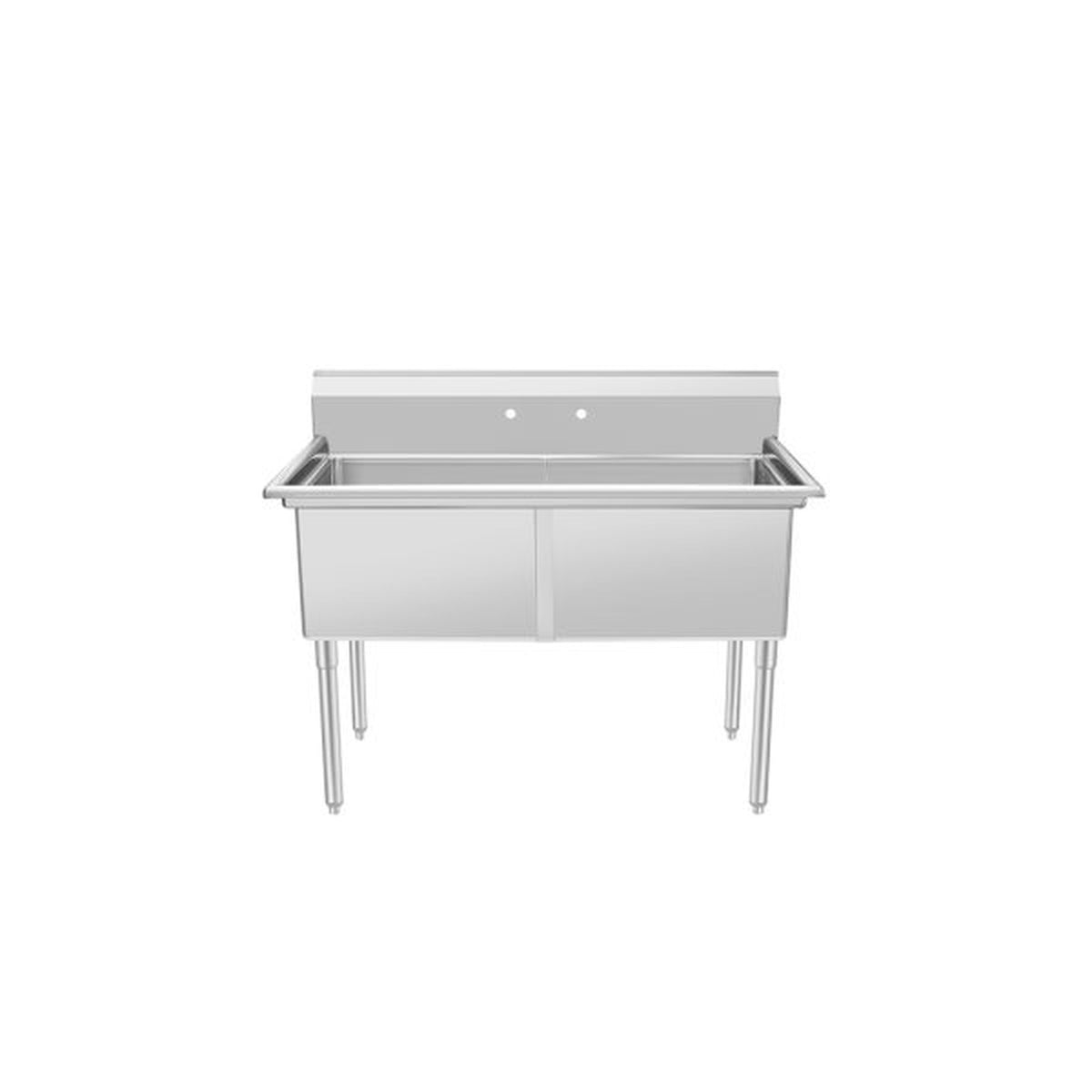Atosa Two Compartment Sink 304 Stainless Steel 53" - No Drainboard - SS2424F21N