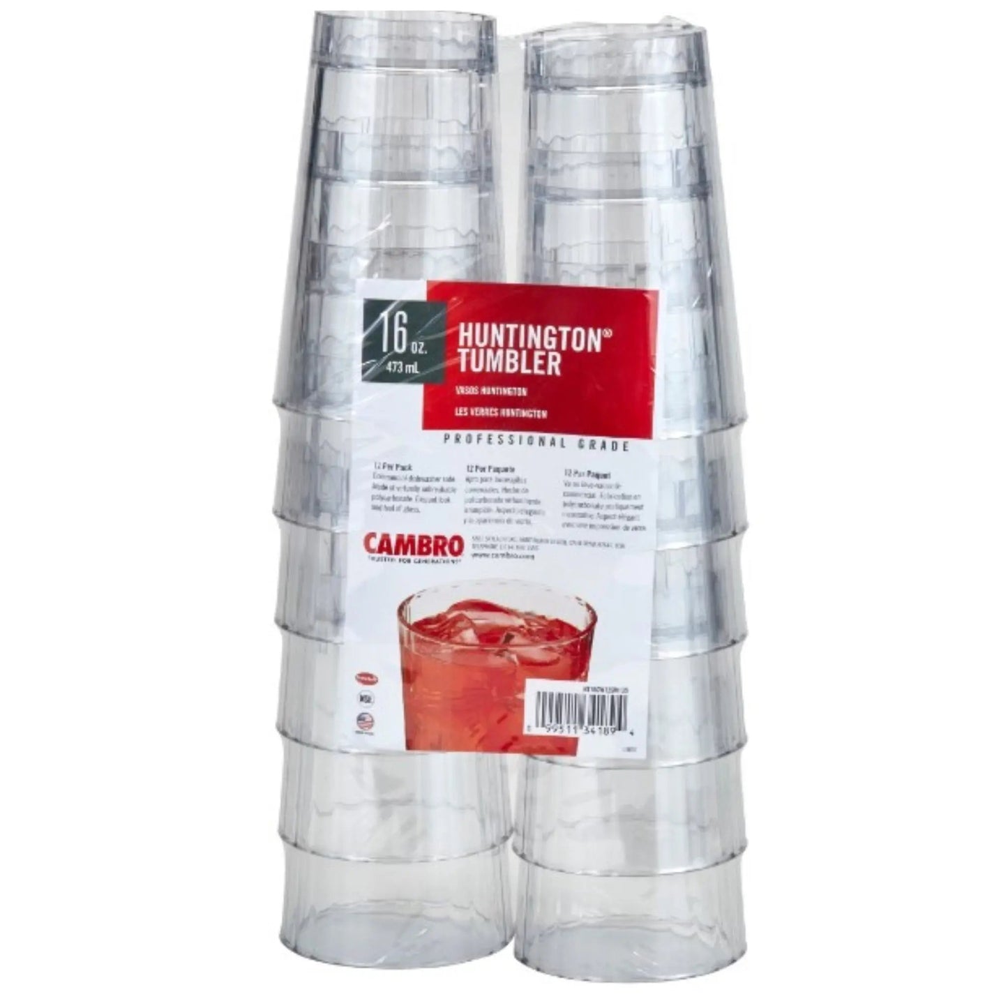 Cambro Tumbler Huntington 16oz Clr 12Pk - HT16CW12SW-135 Cambro
