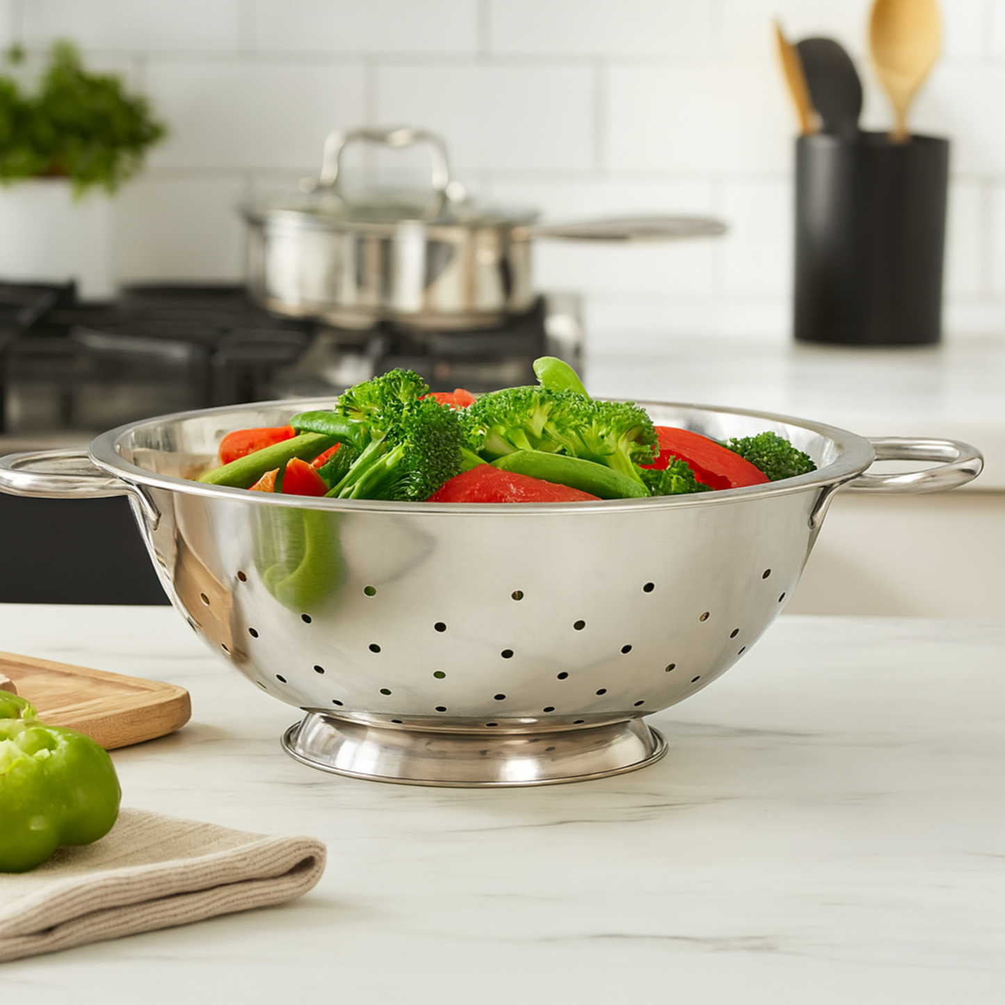 Colander, 8 Quart 13" Stainless Steel with Handles - COL-80