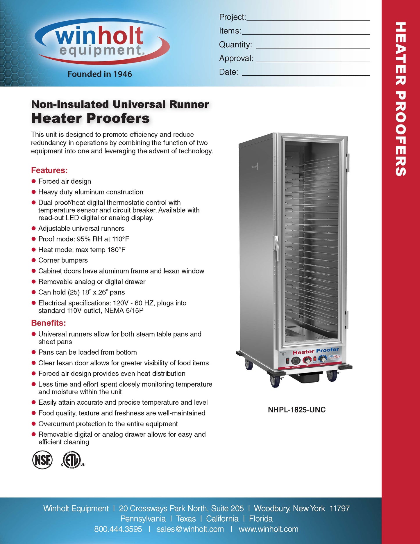 CCK Transport Cabinet, Heat Non-Insulated - NHPL-1825-UNC