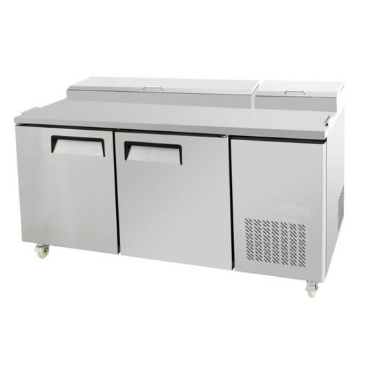 Refrigerador comercial California Cooking, mesa de preparación de pizza de 179 cm, 2 secciones, 9 bandejas - MPF8202GR