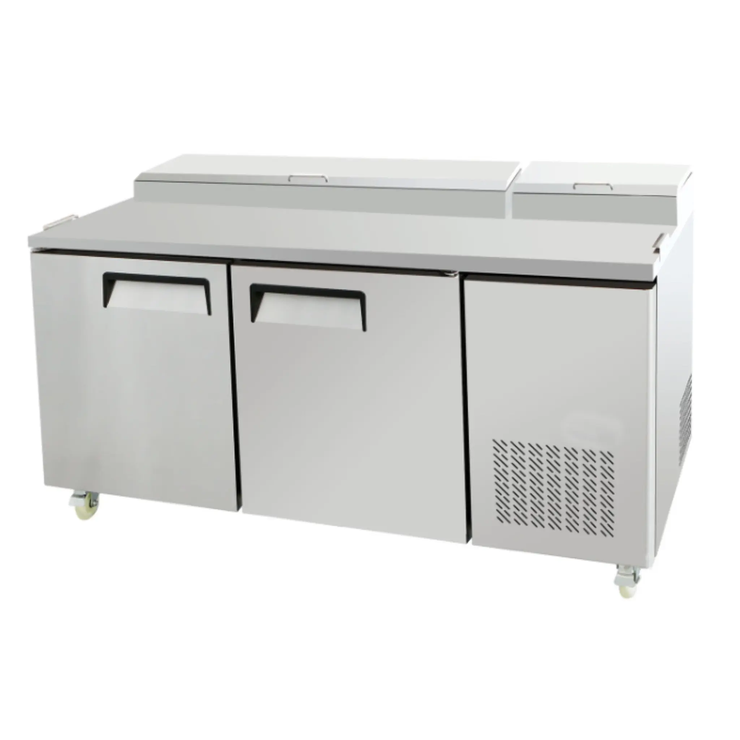 California Cooking Commercial Refrigerator, Pizza Prep Table 67" 2 sect 9 Pans - MPF8202GR California Cooking