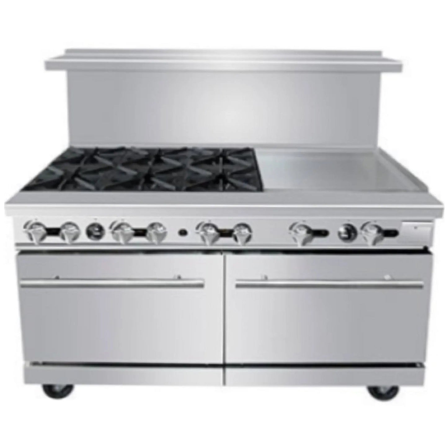 Padela Commercial 60" Gas Range, 6 Burners w/24" Griddle- PCR-6B24G-NG Padela