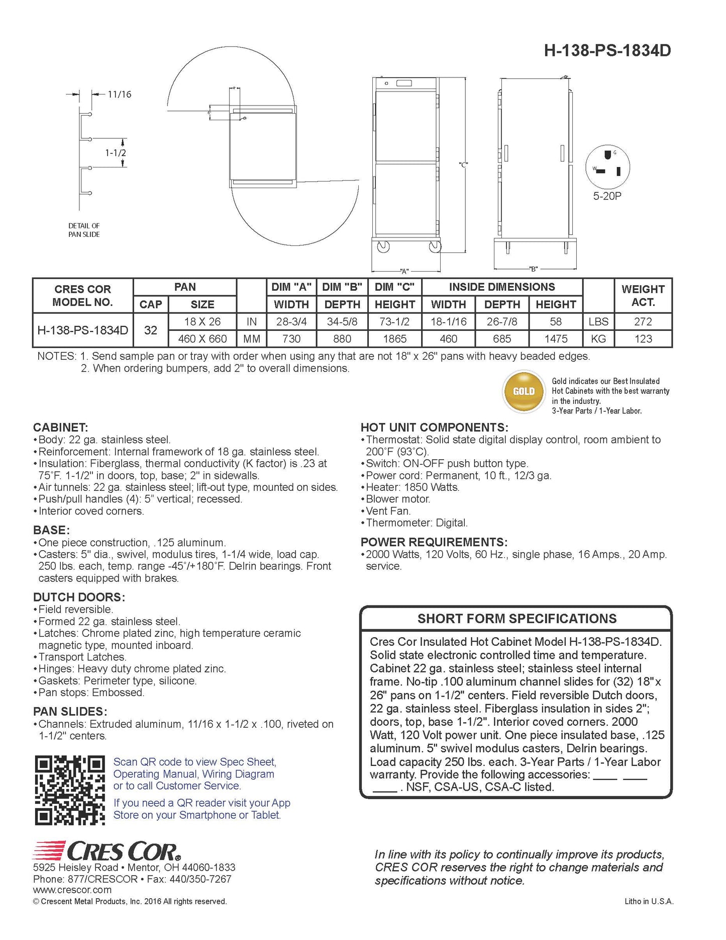 Cres Cor 直通移动柜 - H138PS1834D