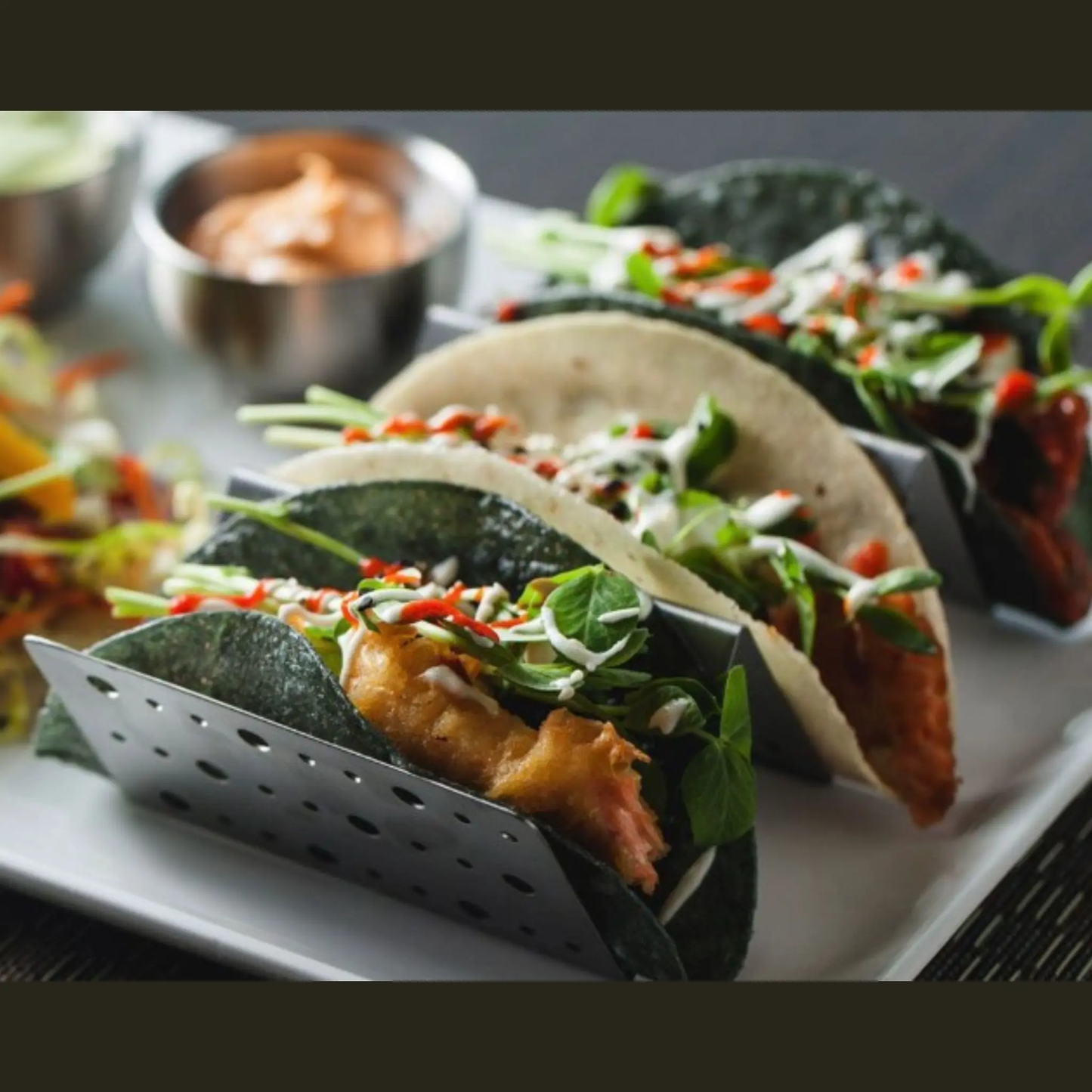 FOH Dots Taco Rack/Holder Stand 8" x 4" x 2" - DHO001BSS23 Front Of The House