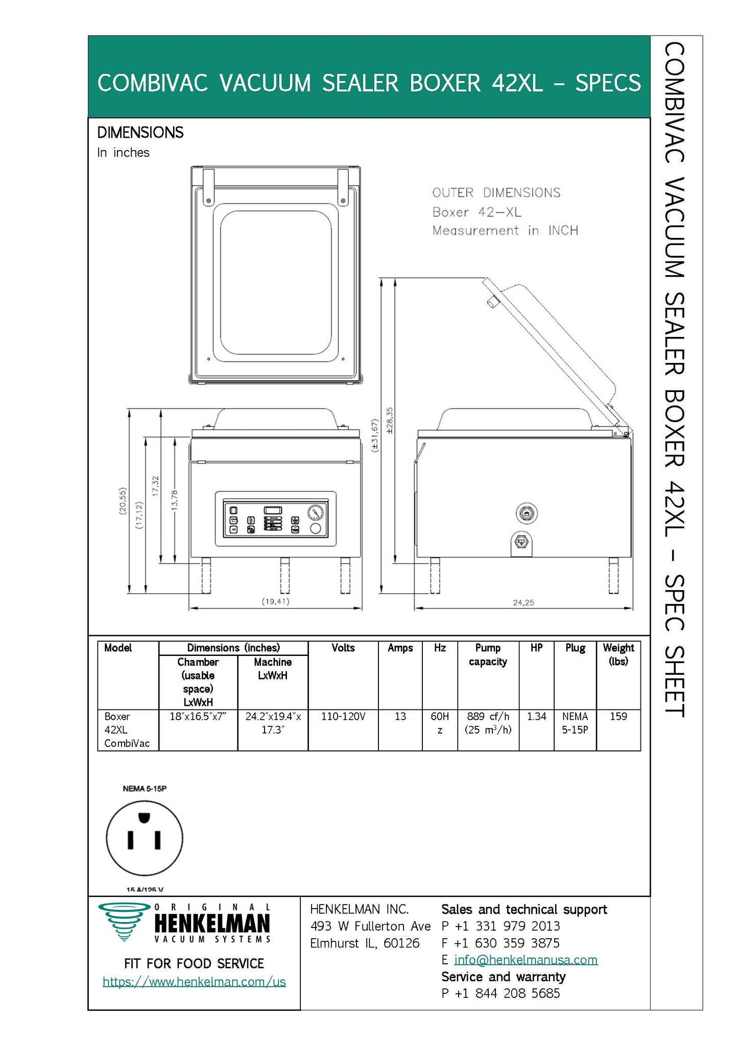 Invacus Henkelman Vacuum Machine 16.5" Seal Bar - BOXER42