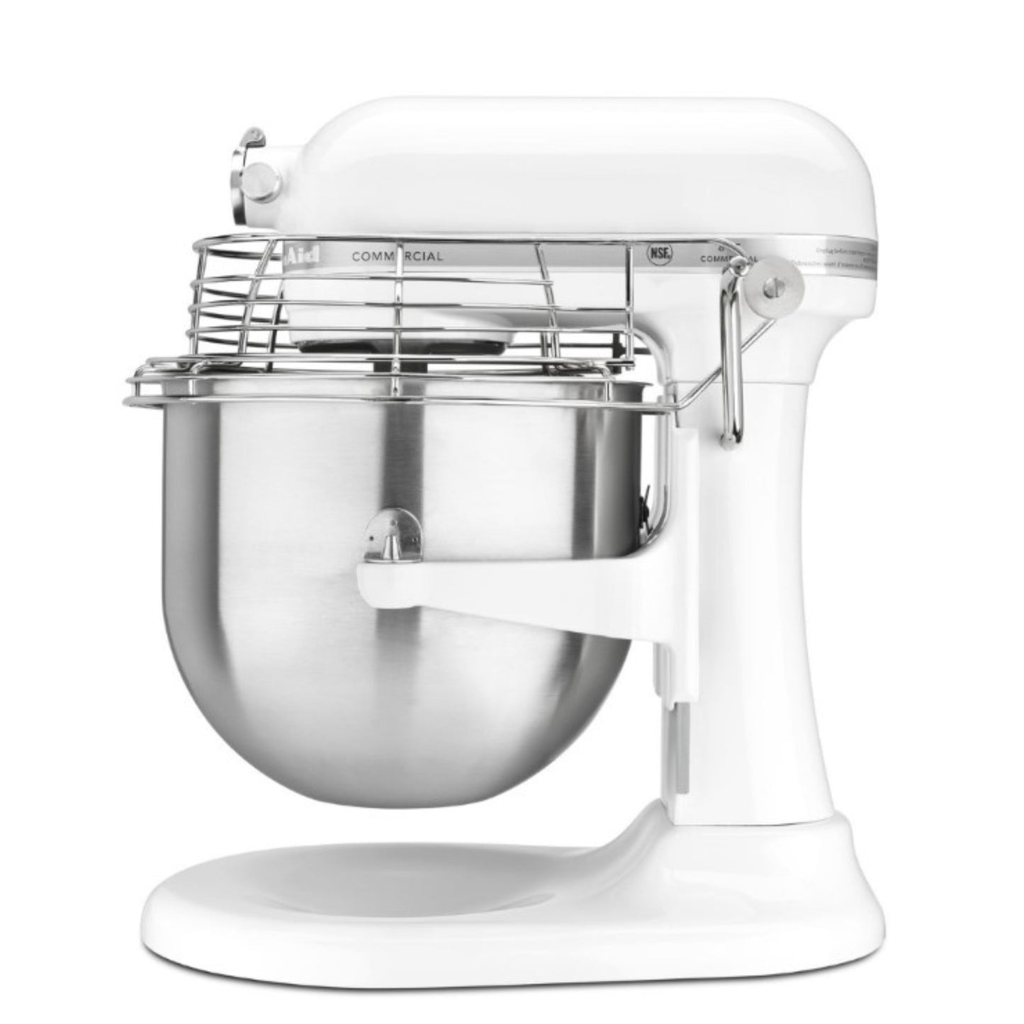 Batidora de pie comercial KitchenAid, NSF, blanca con protector de tazón - KSMC895WH