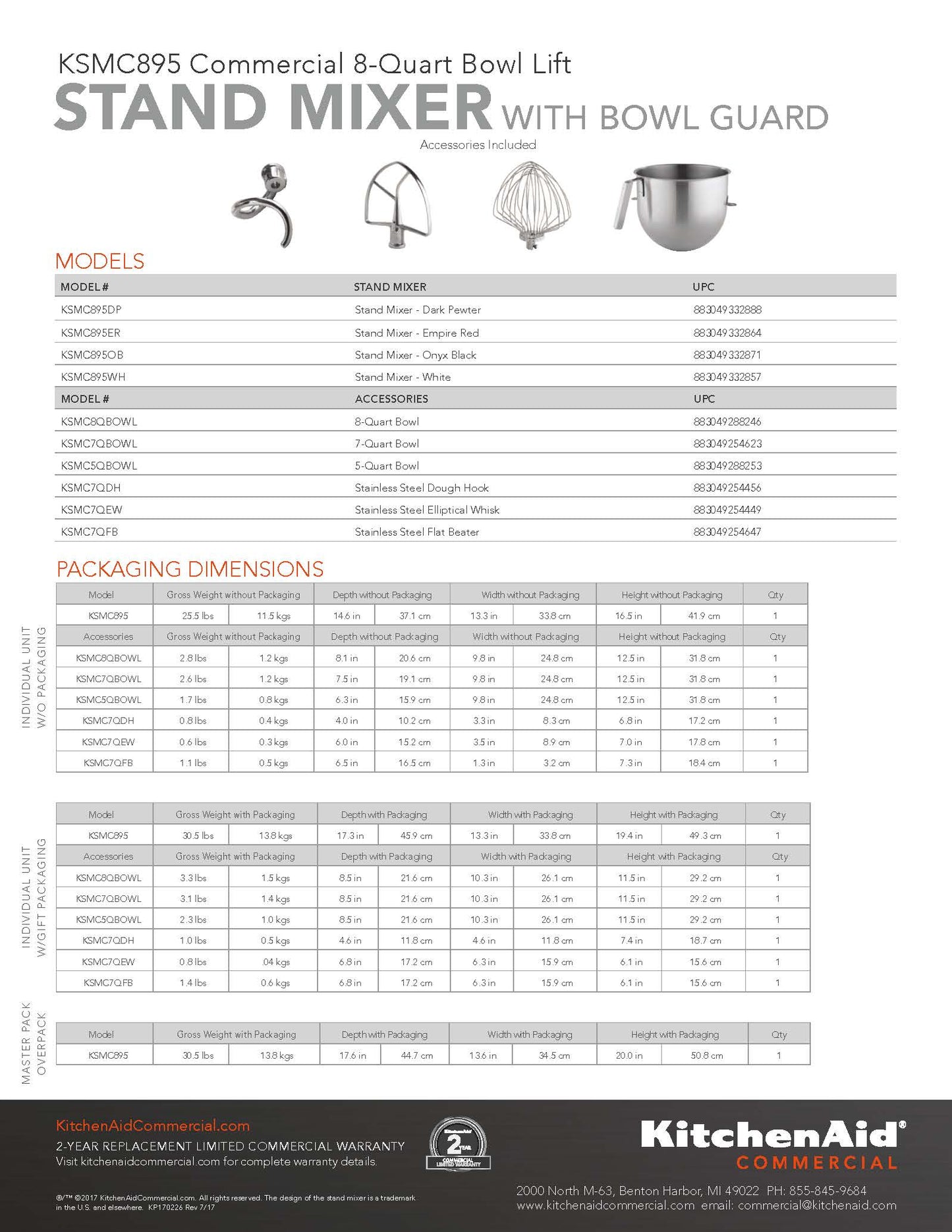 Batidora de pie comercial KitchenAid, NSF, blanca con protector de tazón - KSMC895WH