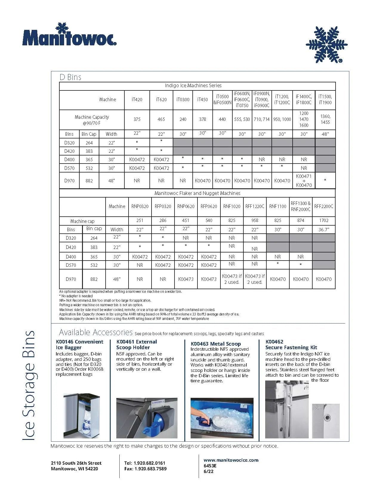 Manitowoc Ice Storage Bin Only, 22" Wide, 265 lb Capacity - D-320 Manitowoc