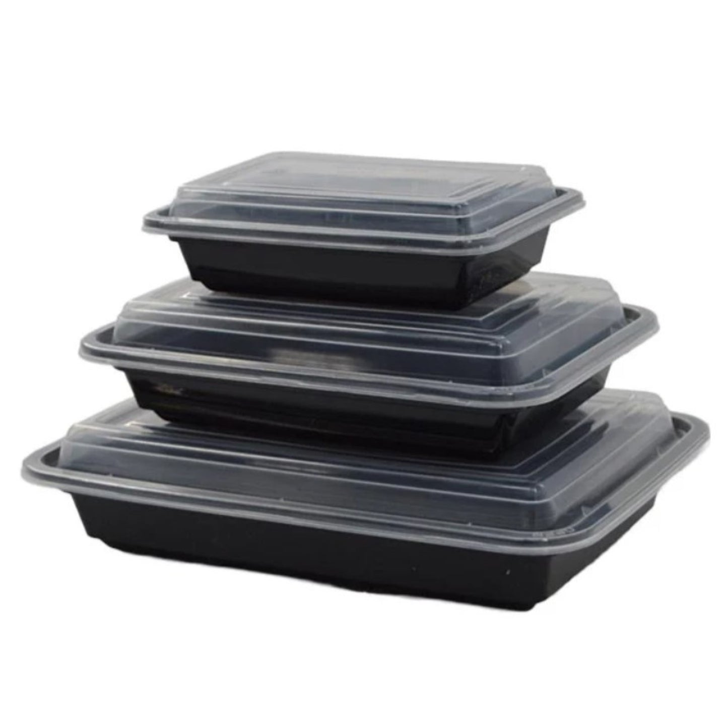 Contenedor de alimentos Maple Trade, 32 oz, con tapa, paquete de 120, negro/transparente - CS