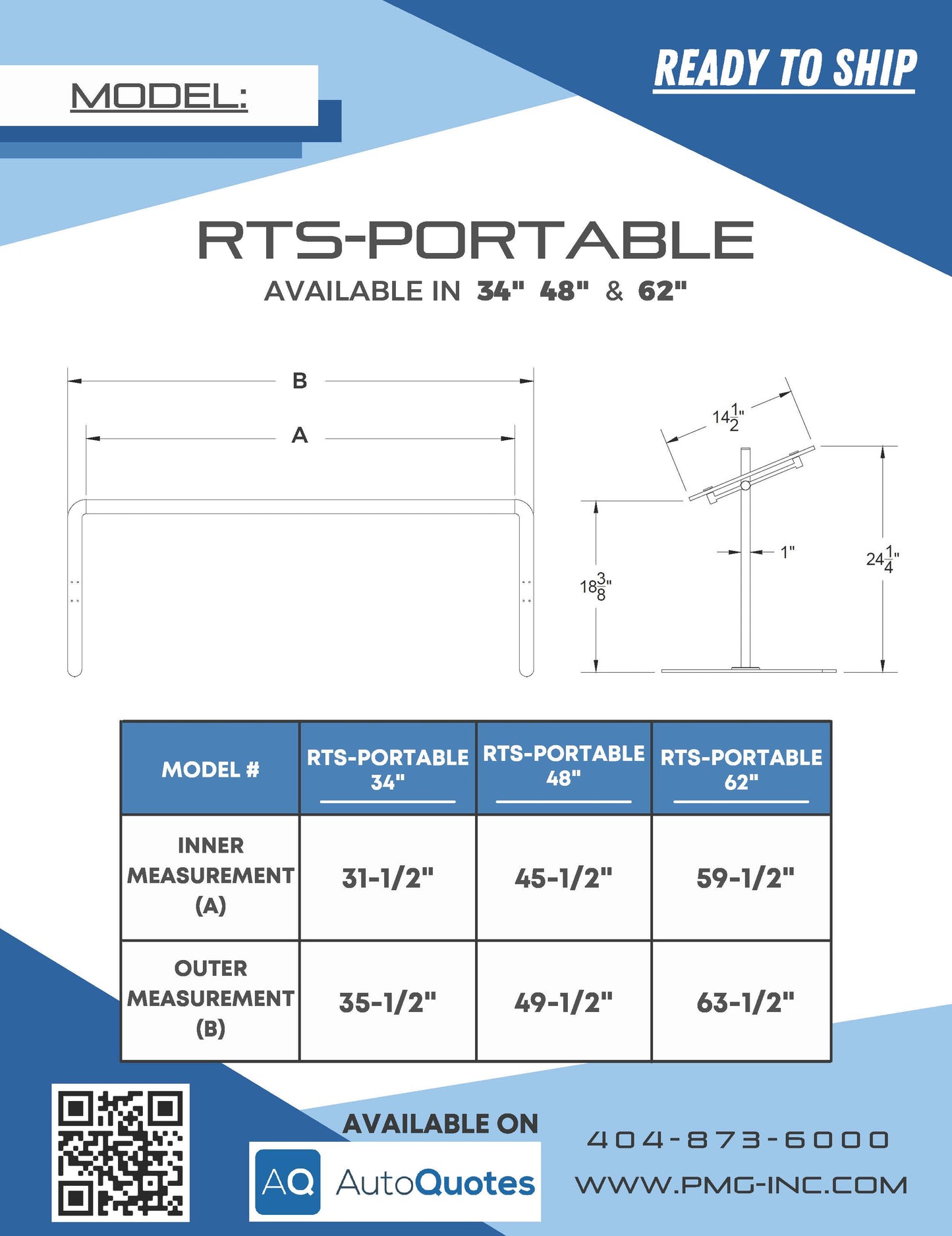 Protector contra estornudos portátil PMG, 86 cm de ancho x 61 cm de alto - RTS-PORTABLE 34