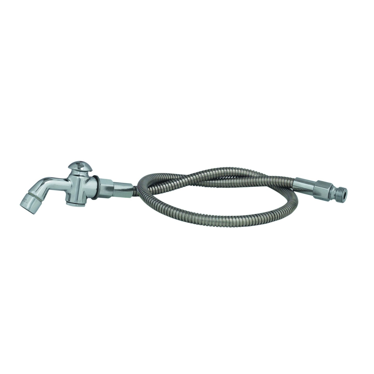 T&S Brass NSF Push-Button Spray Valve with Aerator, 36" SS Hose - B-0101-A