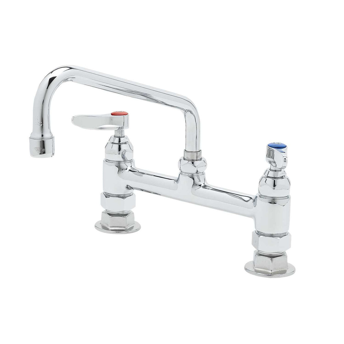 T&S Brass Deck Mount Mixing Faucet Chrome Brass NSF 8" Centers - B-0220-061X
