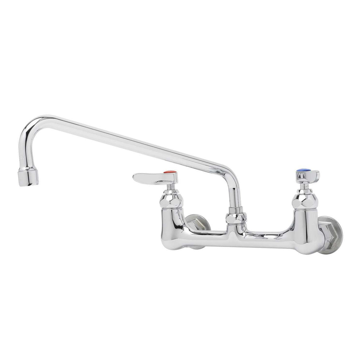 T&S Brass Double Pantry Faucet Chrome Brass Wall Mount 8" Centers - B-0231