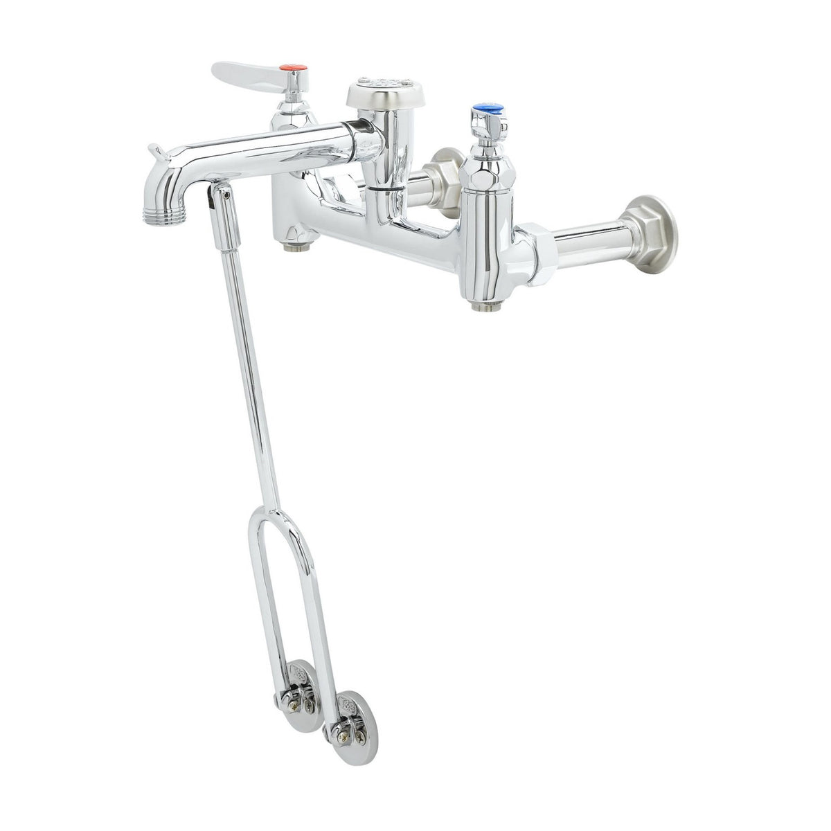 T&S Brass Service Sink Faucet Chrome-Plated Brass Wall Mount 8" - B-0655-BSTP