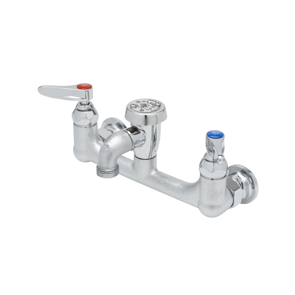 T&S Brass Service Sink Faucet Wall Mount Rough Chrome 8" Centers - B-0674-RGH