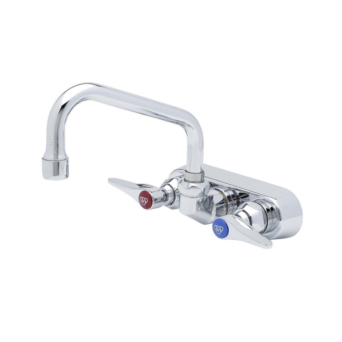 T&S Brass Workboard Faucet Chrome-Plated Brass Wall Mount NSF 4" Centers - B-1115