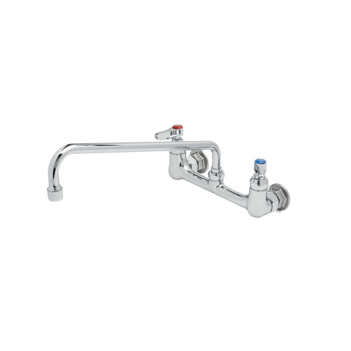 T&S Brass Double Pantry Faucet Wall Mount Chrome Brass 8" Centers 14" - B-2299