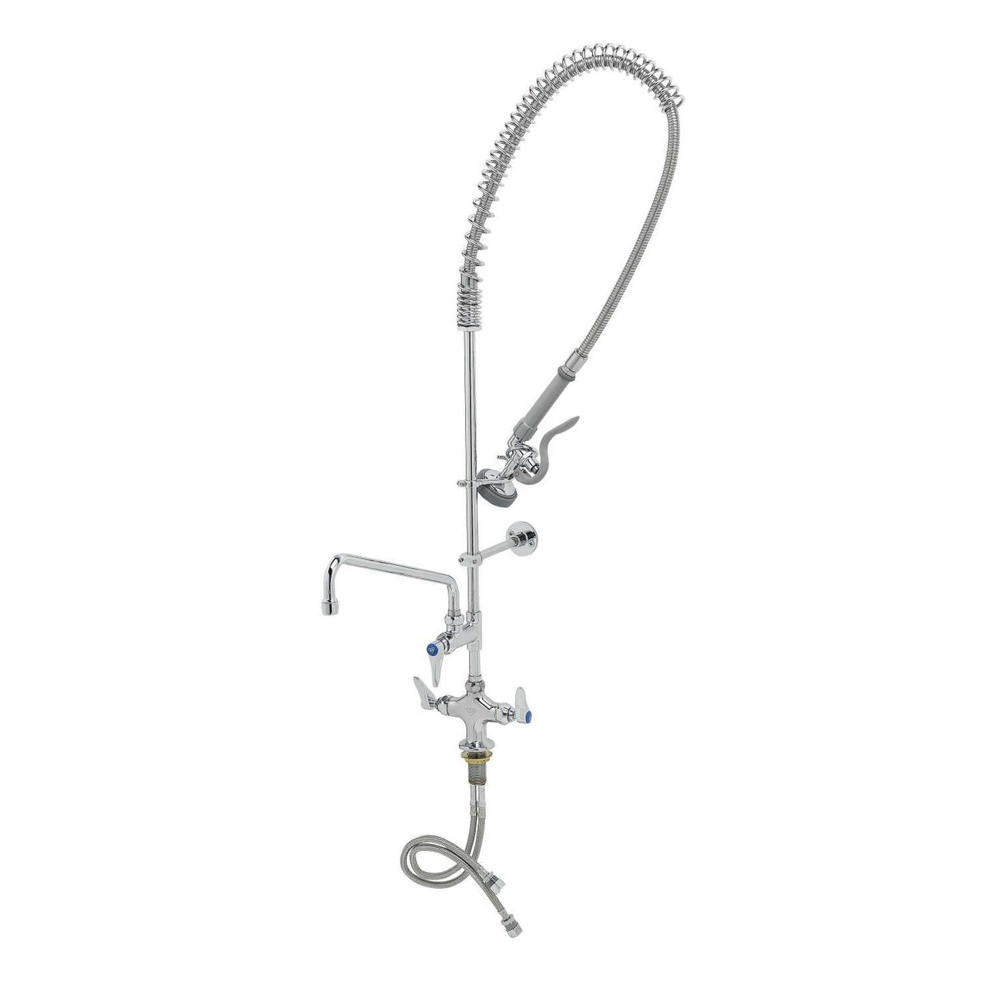 T&S Brass Pre-Rinse Unit NSF Chrome Brass Single Hole Add-On Faucet 12" - B-2338