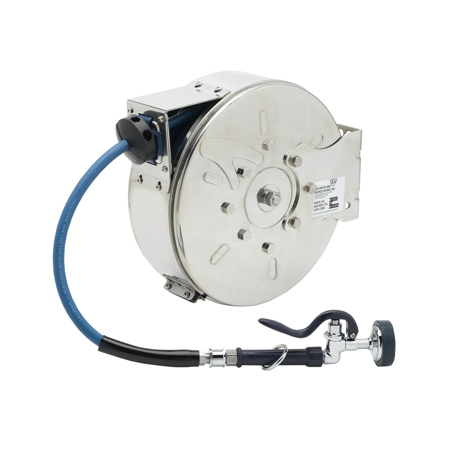 T&S Brass Enclosed Stainless Steel Hose Reel Commercial Grade 30' x - B-7122-C01