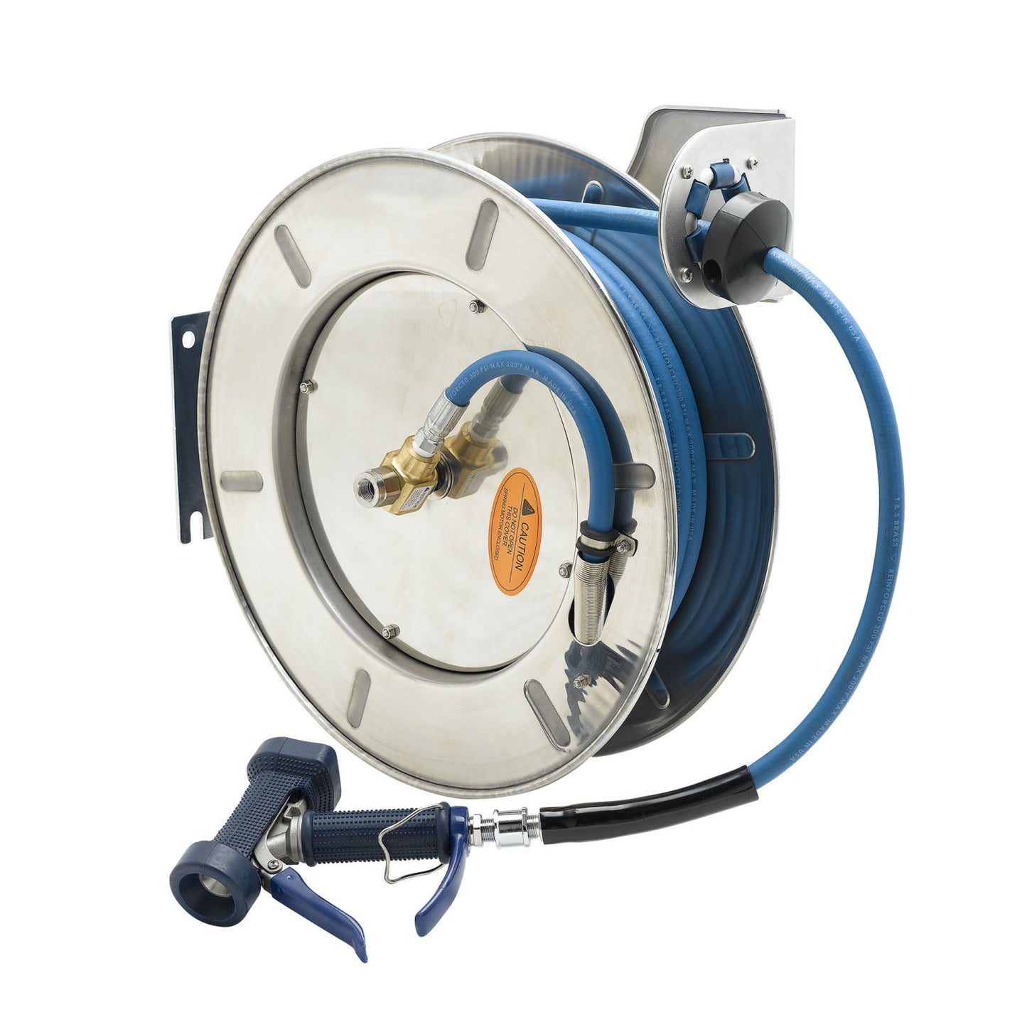 T&S Brass Open Stainless Steel Hose Reel with Front Trigger Water - B-7142-05