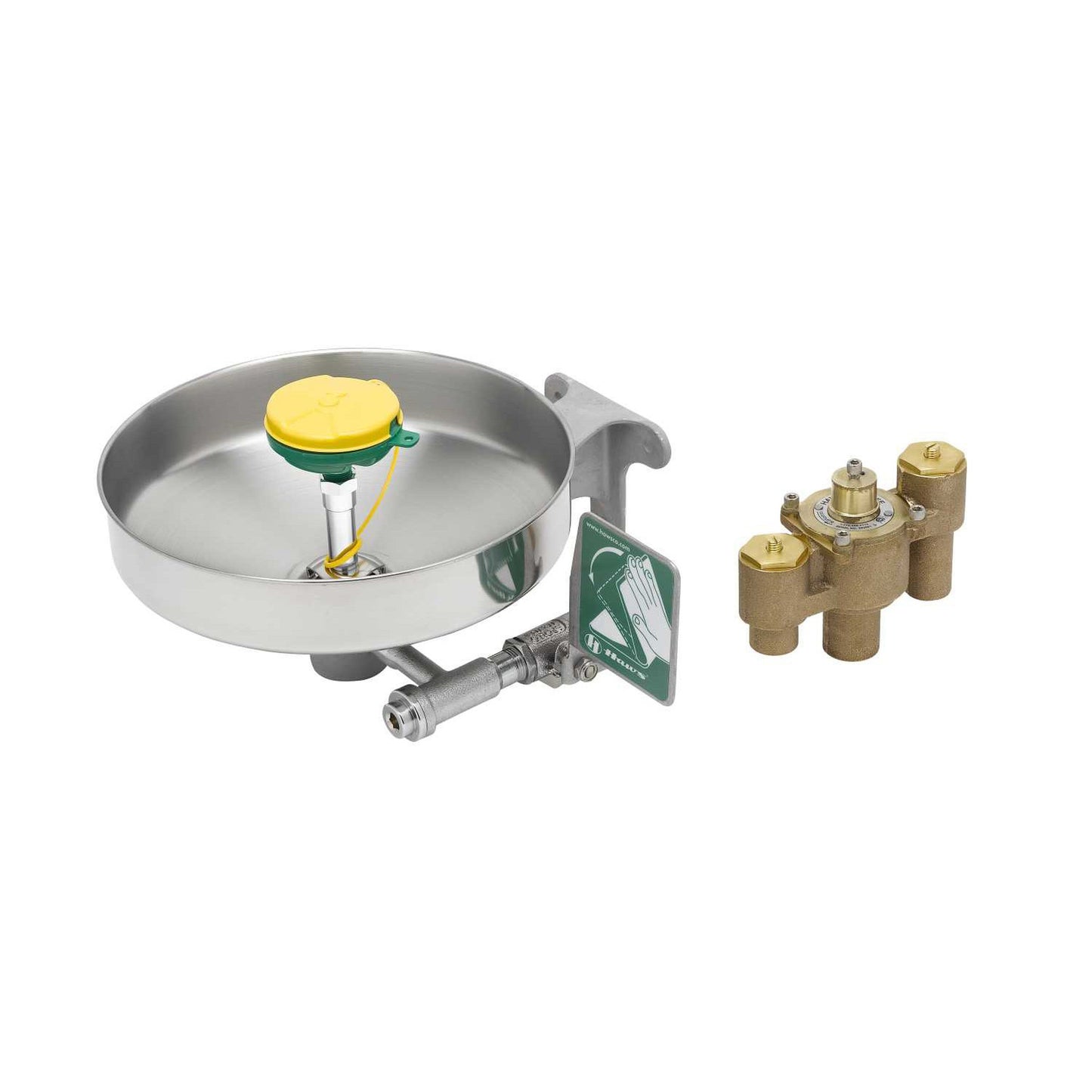 T&S Brass Wall Mount Eyewash Station with Thermostatic Mixing Valve - EW-7360B-TMV