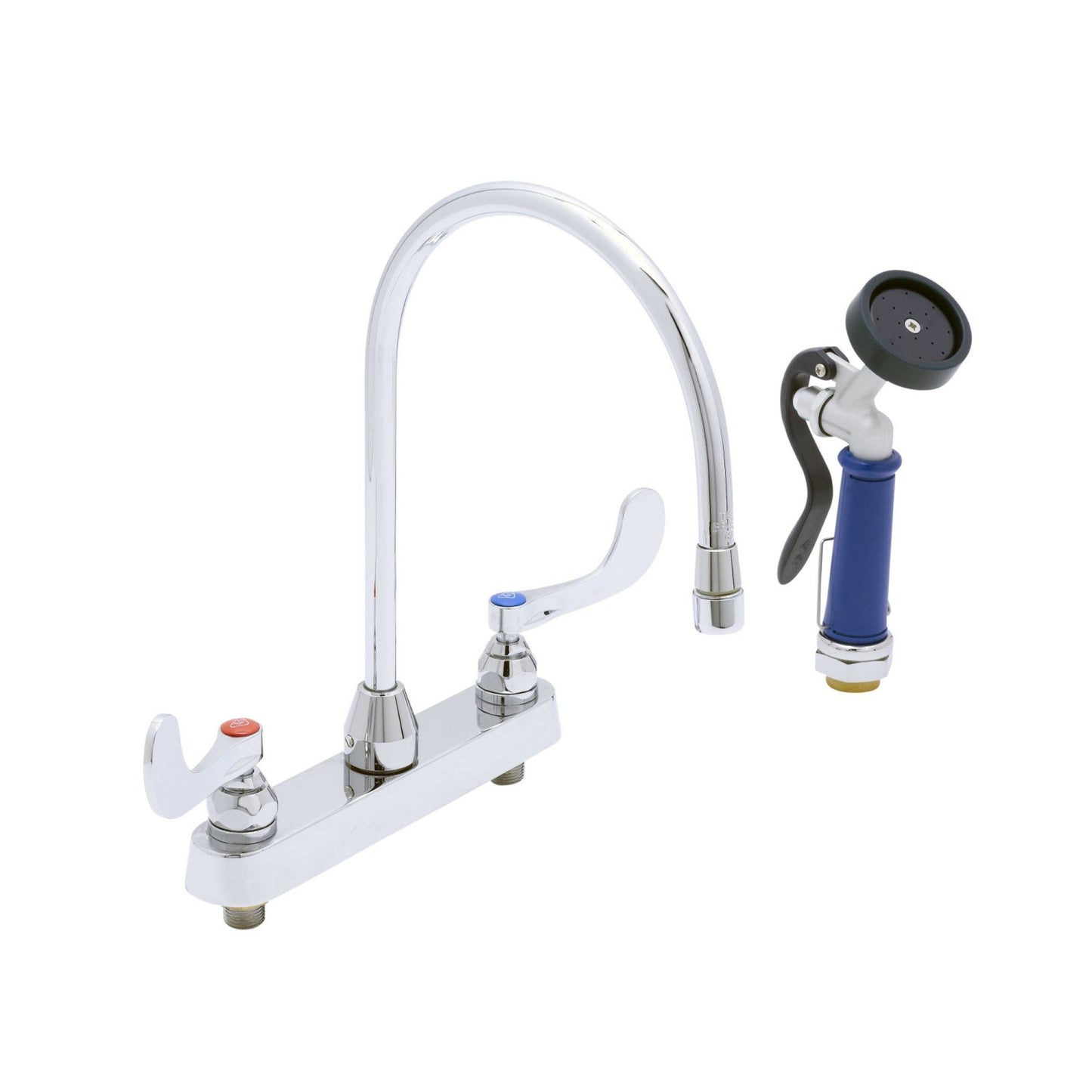 T&S Brass Chrome-Plated Brass Pet Grooming Faucet Deck Mount 8" - PG-2347-WH4-VH