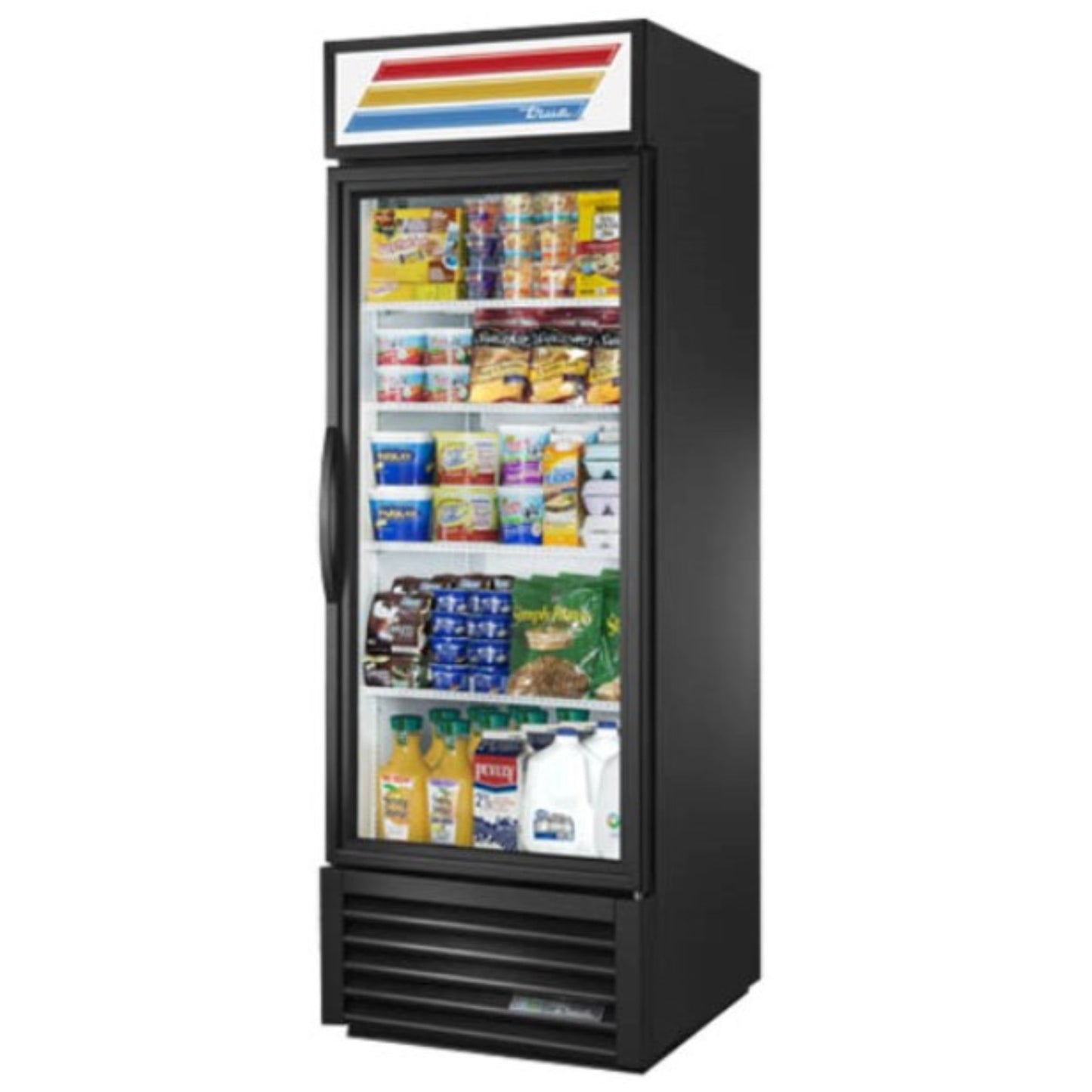 TRUE Refrigerated Glass Door Merch 1 Sec. Black Ext / Black Sign - GDM-23-HC-TSL01-BK True Refrigeration