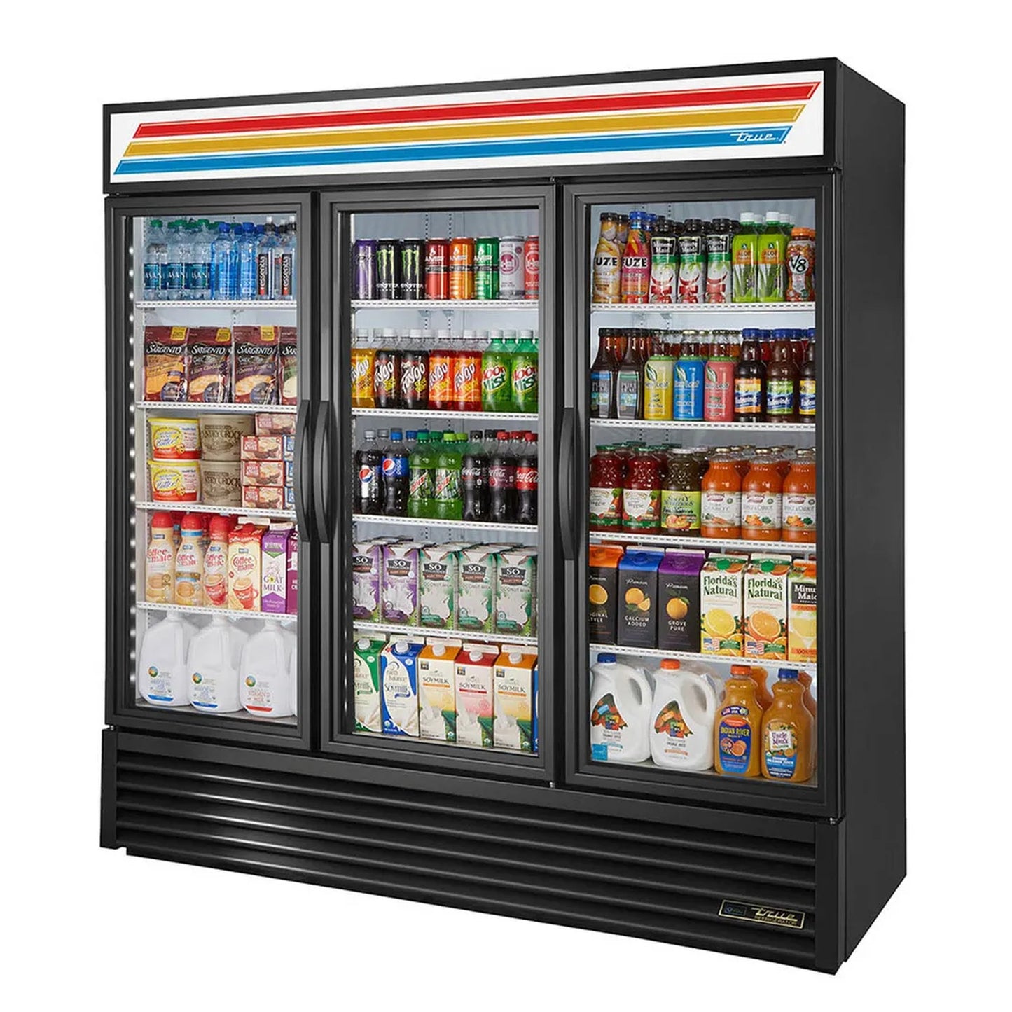 True 3-Door Glass Swing Door Merchandiser Refrigerator Black - GDM-72-HC~TSL01