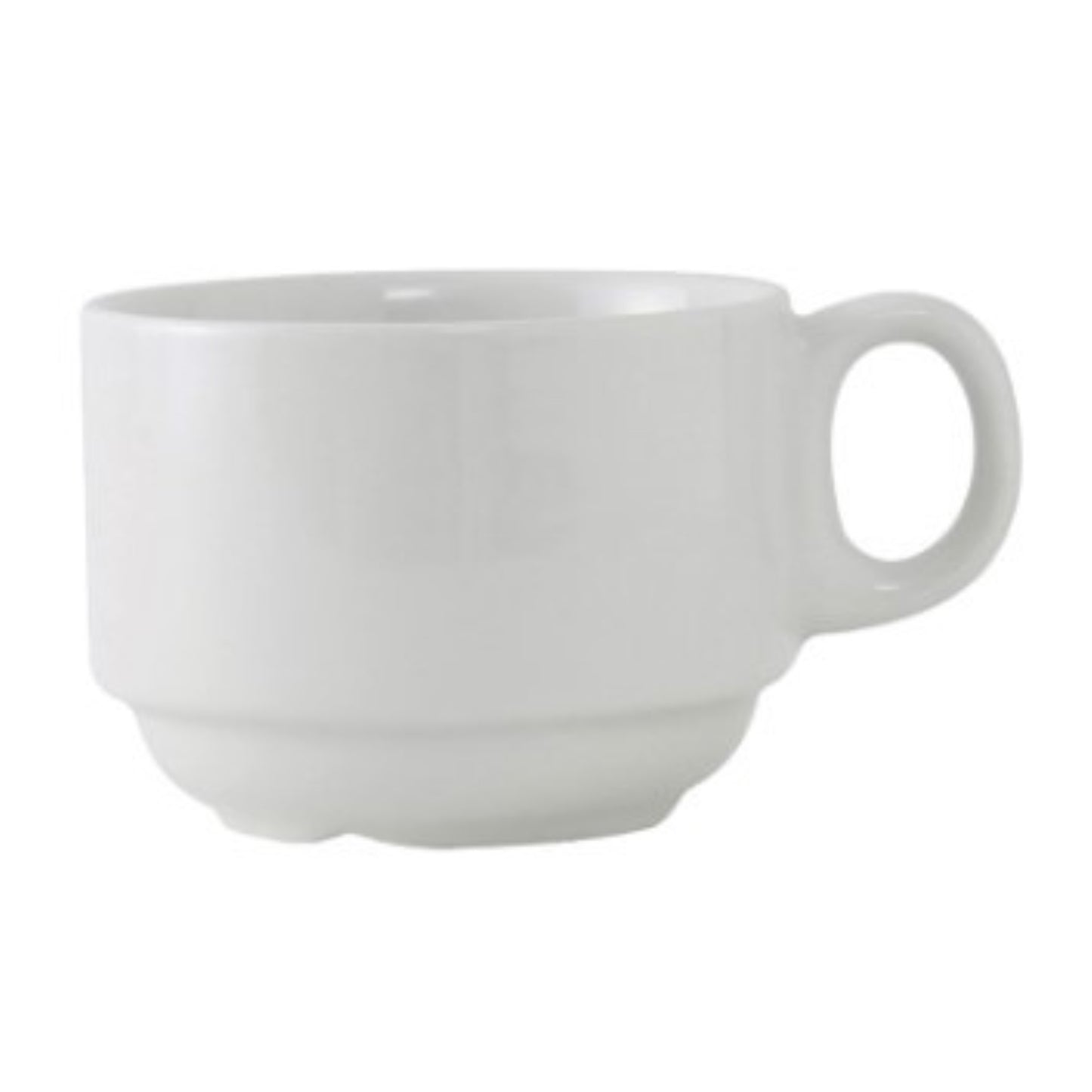 Taza de café apilable Tuxton, color blanco Alaska - CS3D