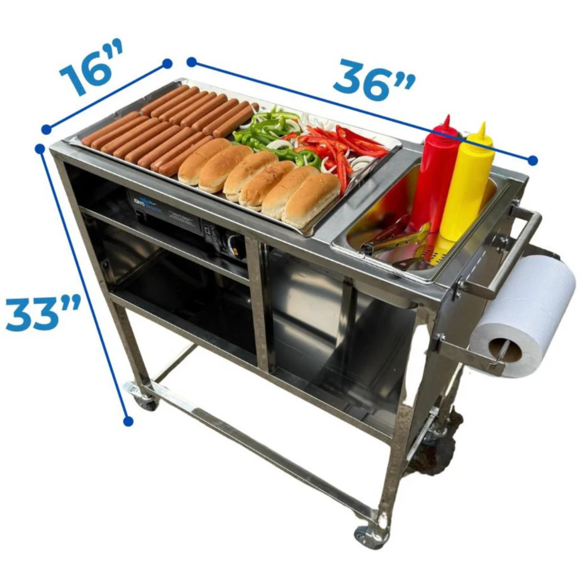 Outdoor Cooking Hot Dog Cart with Aluminum Griddle Portable Butane Stove - AP9294