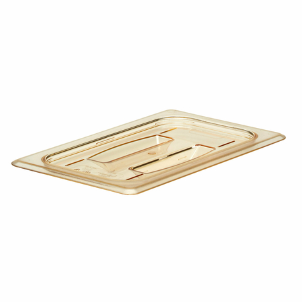 Tapa para sartén Cambro H-Pan, resistente al calor, tamaño 1/4, con asa, color ámbar, NSF - 40HPCH150