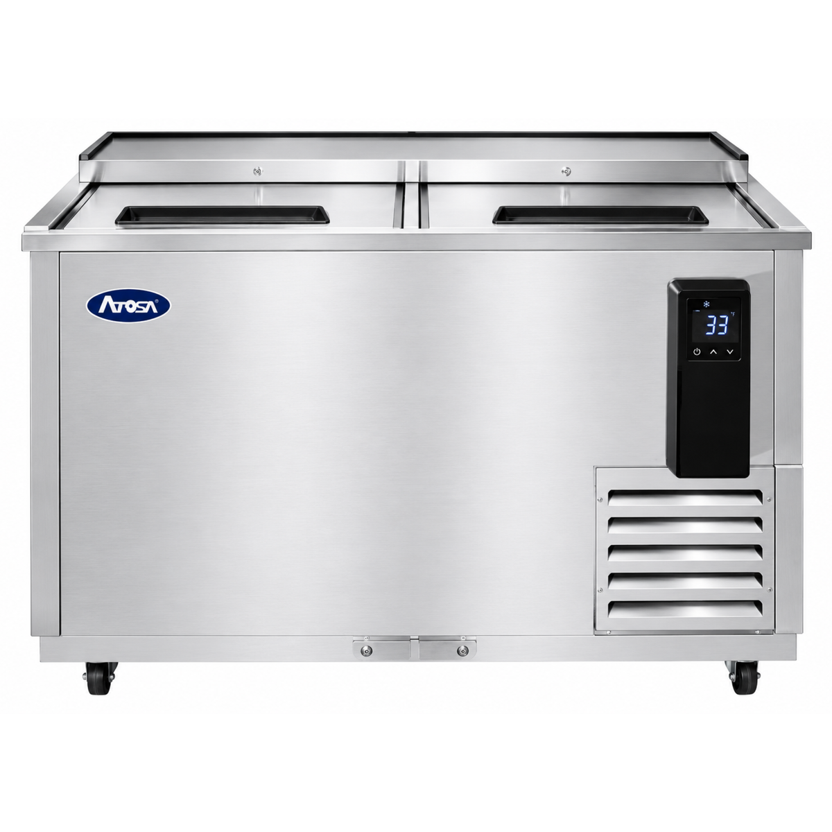 Atosa Horizontal Bottle Cooler Stainless Steel 2 Sliding Lids 50" MBC50GR