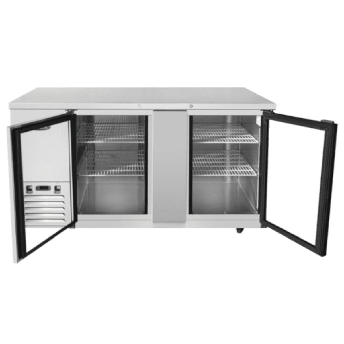 Atosa Back Bar Cooler Stainless Steel 2 Glass Doors 69" Shallow SBB69GGRAUS1