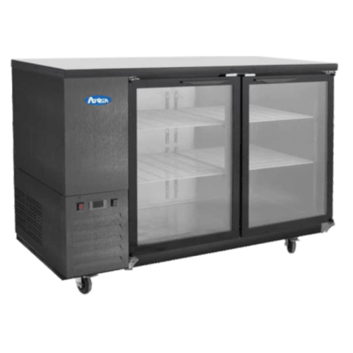 Atosa Back Bar Cooler Black 2 Glass Doors Shallow Depth 48" SBB48GGRAUS2