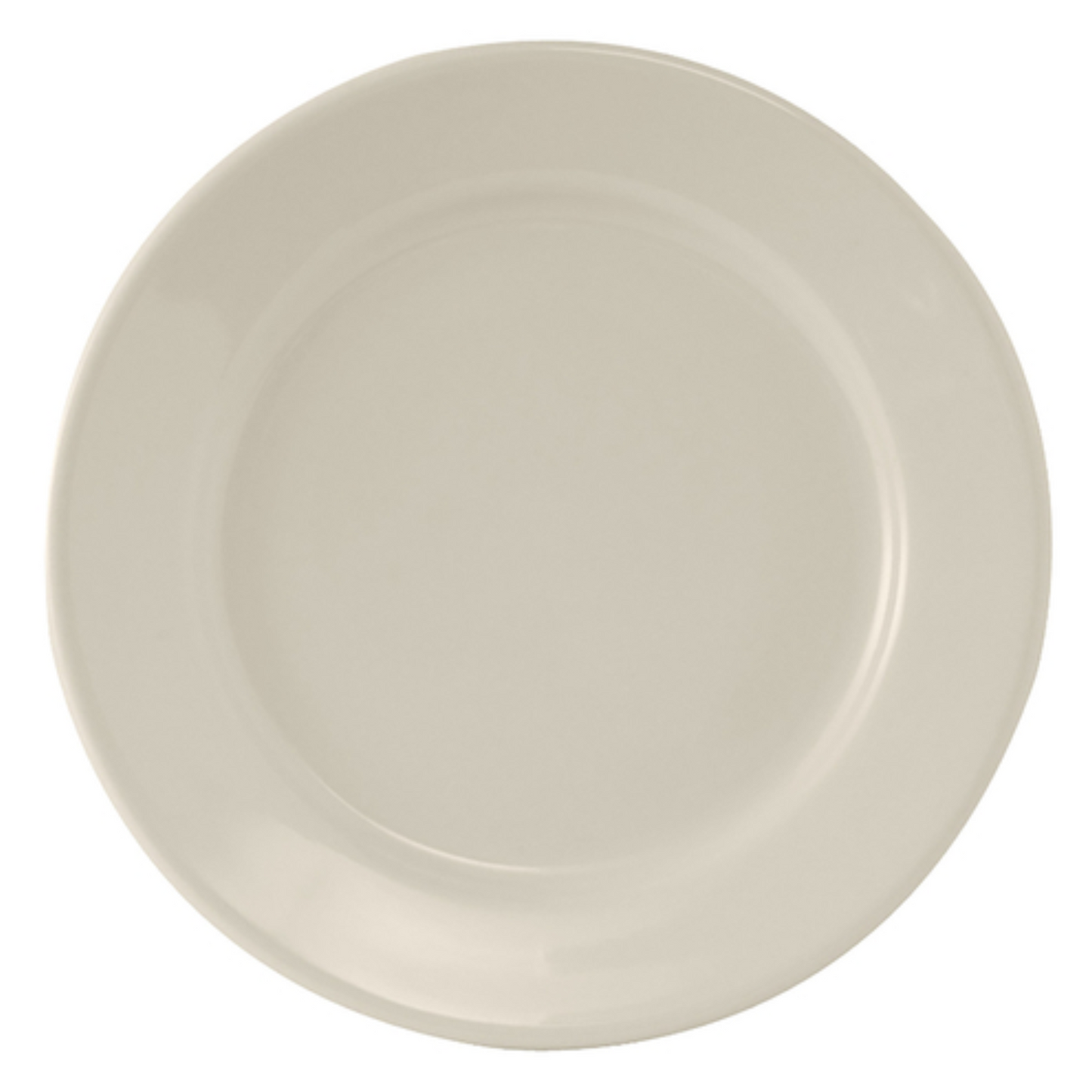Plato de porcelana Tuxton TRE-016 Reno de 10 1/2" con borde ancho y acabado cáscara de huevo - Caja de 12