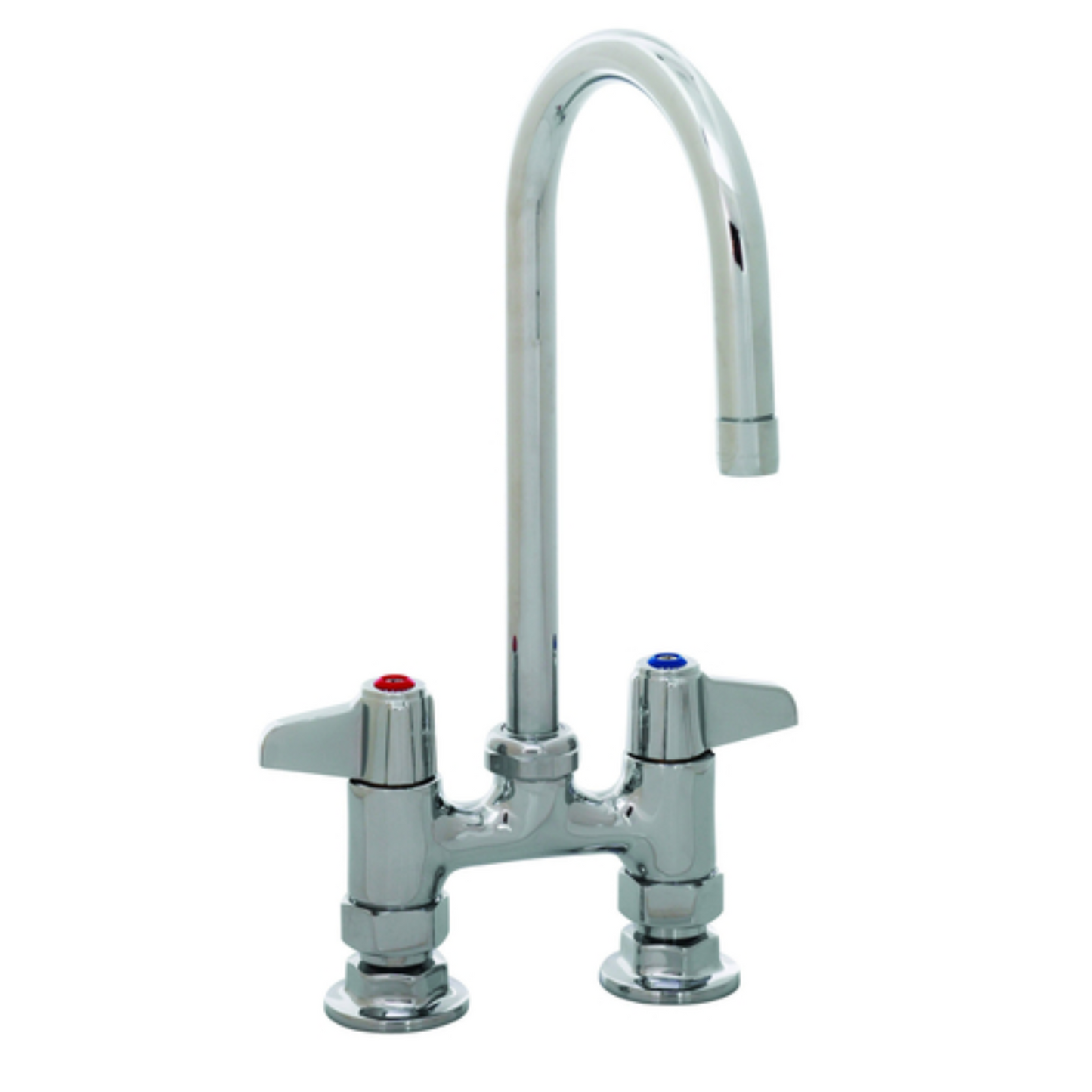 T-S Brass Faucet, Deck Mt 5 1/2" Swivel Gooseneck, 4" Cntr - 5F-4DLX05