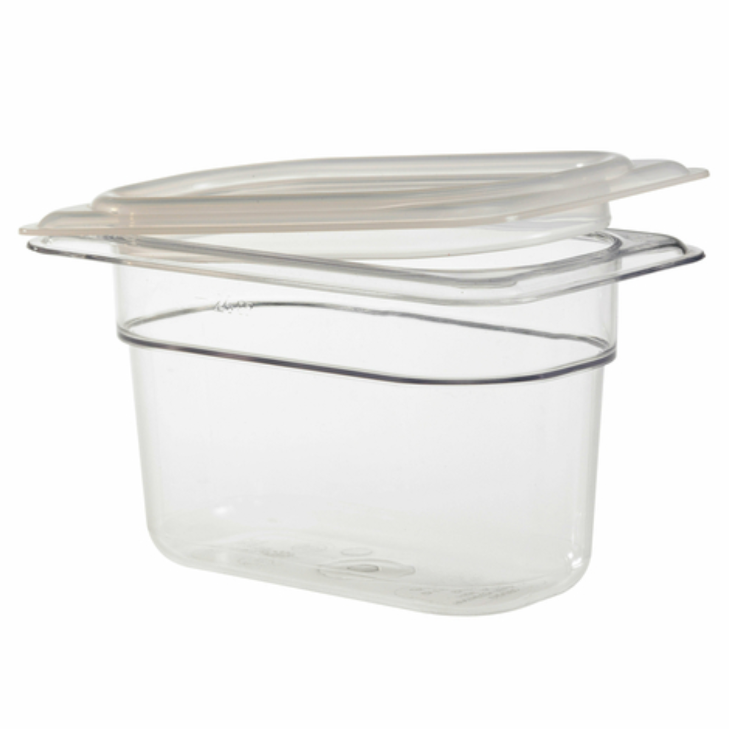 Tapa de sellado para bandeja de alimentos Cambro Camwear, tamaño 1/9, translúcida, azul transparente, NSF (90Ppcwsc438) - 90PPCWSC190