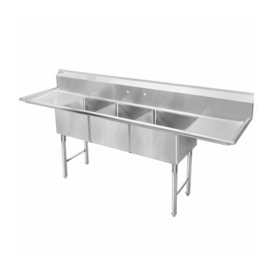 CCK, Sink, 3 Compartment 18"x24" Tubs & D/B - SHH18243D
