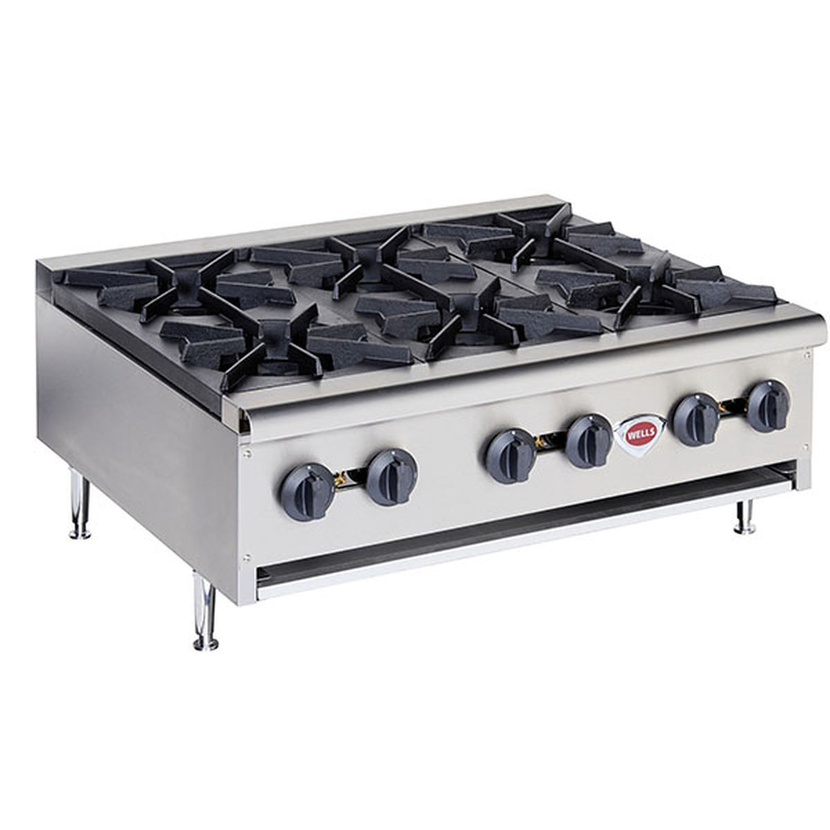 Wells NSF Gas Countertop Hot Plate 6-Burner Cast Iron 36" - HDHP-3630G