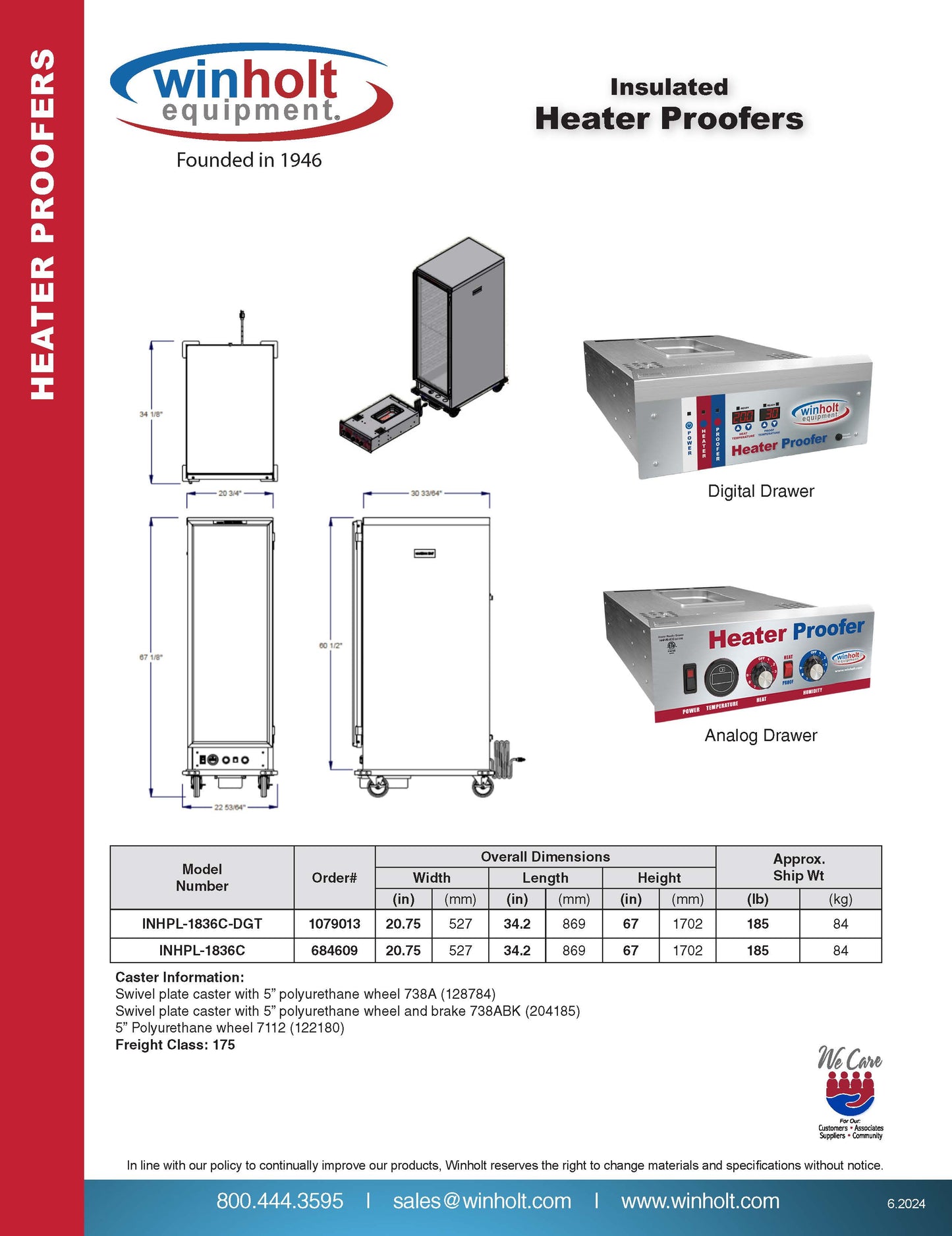 Win-holt Heater Proofer Cabinet, Insulated, Analog - INHPL-1836C