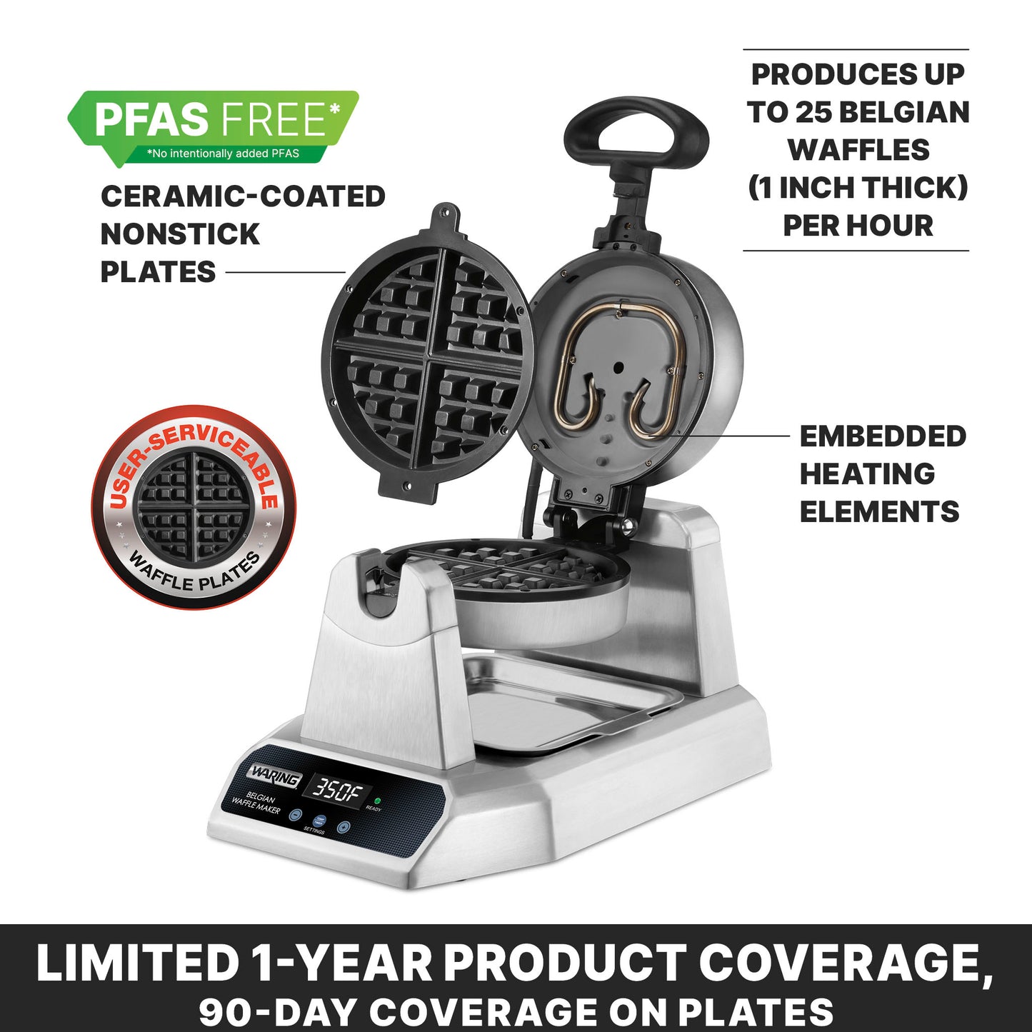 Waring Belgian Waffle Maker Single Timer 120V - WW185X