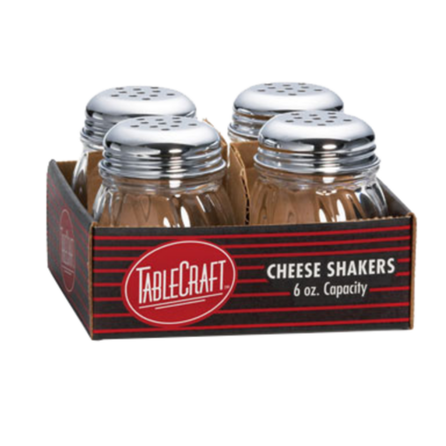 TableCraft - Cheese Shaker 6oz Perf Top, Glass - TCP260-4 TableCraft